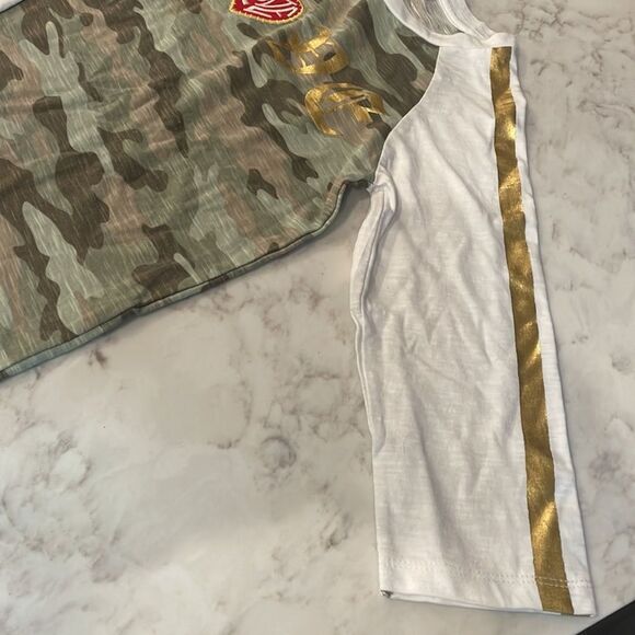 Nwot butter Super Soft Gold, Cream & Camo 3/4 Sleeve tunic top. Size 12/L - Picture 4 of 8